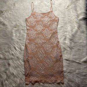 Pink lace bodycon dress